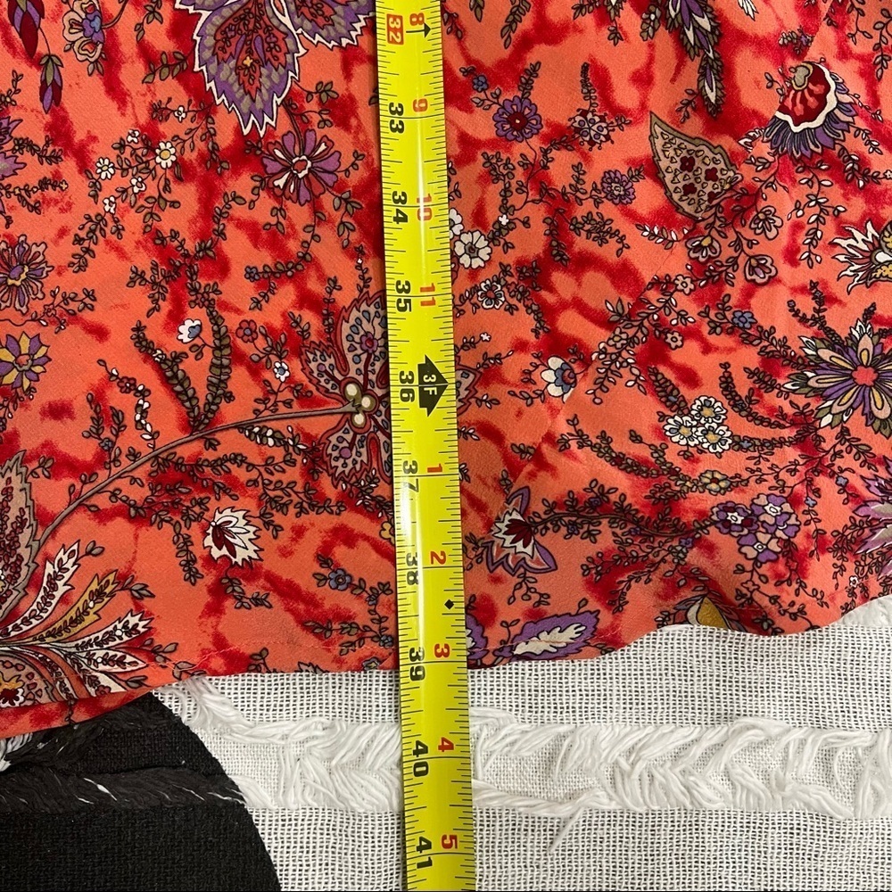 Y2K LinQ Los Angeles Women's Ruched Floral 100% Silk Set Sz L Boho Cottagecore - Picture 8 of 10